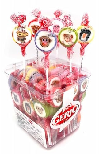 Piruletas Rock Temáticas – Caja de 100 Unidades | Diseños Divertidos de Animales, Emoticonos y Frutas | Sin Gluten (Animales)
