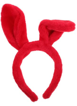 FOMIYES Cerchietto per Orecchie da Coniglio Rosso in Peluche e Fascia Versatile Facile da Indossare Festa Primaverile Cosplay