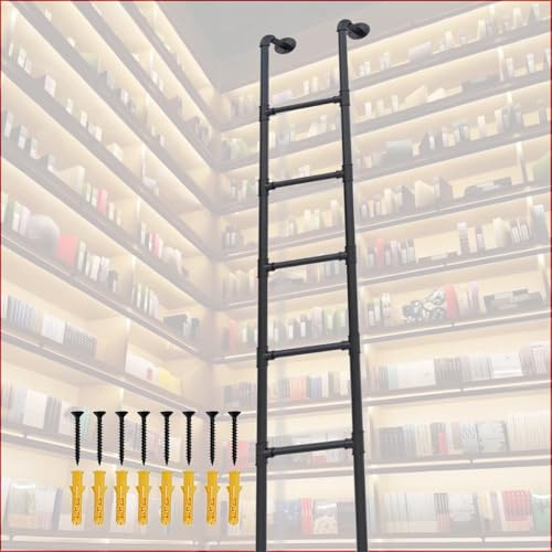 ZJXANMZ Emergency Egress Fire Climbing Ladder 4ft 5ft 6ft 7ft 8ft Height Basement Window Well Ladder，Black Wrought Iron Home High Loft Attic Library Bed Step Ladders Loads 330lb
