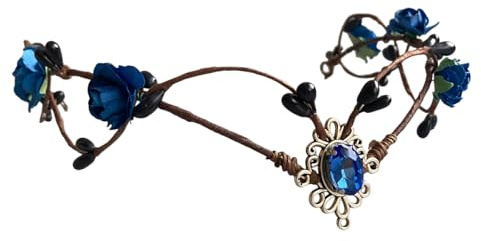 Gothic Karneval Tiara - Fantasy Elf Krone für Cosplay & Hochzeit in Braun/Blau