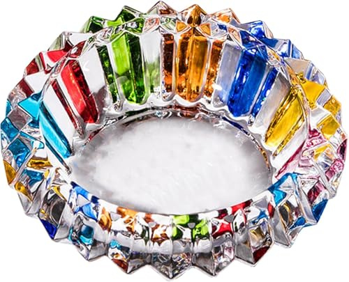 Cenicero de cristal, cenicero colorido de AGD LIGHTS para decoración de escritorio para el hogar, oficina