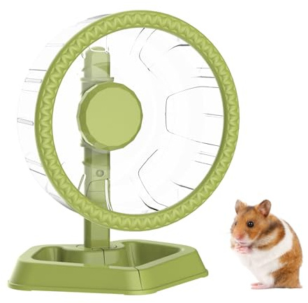 Roue pour Hamster, Roue d'exercice Silencieuse à Rotation Lisse avec Support Réglable, Adaptée pour Petits Animaux Hamster Syrien, Hamster Nain, Gerbilles, Souris (Vert, Petit (16 cm))