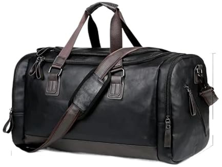 Große Leder-Fitness-Umhängetasche für Herren PU-Leder Reisetasche Gepäck Weekender Overnight Tote for Männer Frauen Gym Sport Crossbody Handgepäck wasserdichte Handtasche(Color 2)