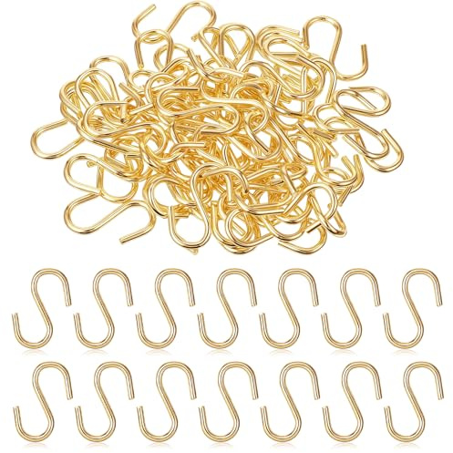 Zelphvt 60Pcs 1 Inch Mini S Hooks for Hanging Gold Ornament Hooks Hanger Metal Mini S Hooks for Jewelry, Necklaces, Plants, Lights, Potted Plants, Keychain