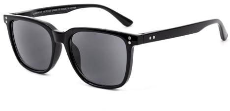 SKYWAY Retro Lesesonnenbrille Herren, Klassische Leichte Sonnenbrille mit Sehstärke, UV400-Schutz Quadratischer Rahmen Blendfreie Sonnenlesebrille
