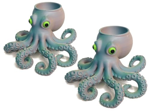 Octopus Egg Holder Eggs Cups Holder for Family Breakfast – Fun Eggs Cup, Novelty Easter Kitchen Gift for Soft and Hard Boiled Eggs (Octopus Twin Pack)