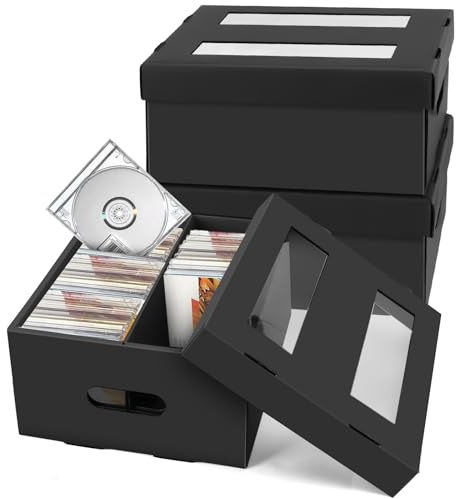 AOBOPLE 3 Stück CD Aufbewahrungsbox, 3 Stück 2 Fächern CD Hüllen für 180 CDs invollen Juwelenhüllen, 360 CDs in Schlanken Hüllen und 990 CDs in CD/DVD-Hüllen