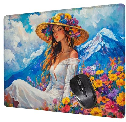 Alfombrilla Ratón Azul Mouse Pad Mujer Alfombrilla Escritorio, 40x30x0.3cm Tapete Rato, con Base de Goma Antideslizante, Mejora la precisión y la Velocidad Pequeña Mousepad Portátil para Gaming H0-605