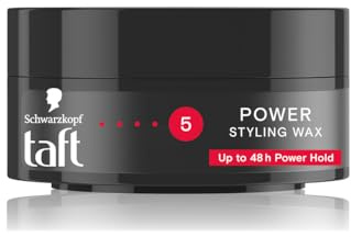 Schwarzkopf TAFT Styling Wax Power (75ml), Haarwax für bis zu 48 Stunden Kraft-Halt, schonend für Haar und Kopfhaut, veganes, Styling-Wax