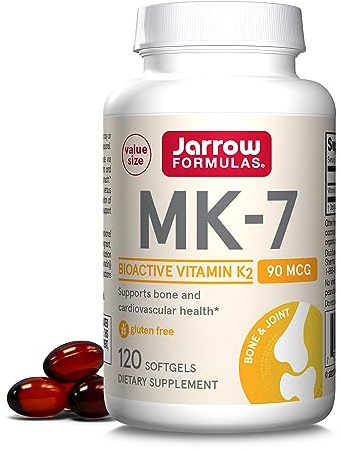 Jarrow Formulas MK-7 90 mcg - Bioactive Form of Vitamin K2-120 Servings (Softgels) - for Bone & Cardiovascular Health - Vitamin K2 MK-7 Dietary Supplement - Gluten-Free