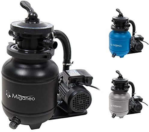 Miganeo Sandfilteranlage Speed Clean Dynamic 6500 - Schwarz | Pumpenleistung 4.500 l/h | Filterleistung 3.900 l/h | Filteranlage für Pools bis 19.000 Liter | Stromsparende 200 Watt