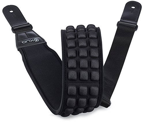 KLIQ Music Gear AirCell-Gitarrengurt für Bass und E-Gitarre mit 7,6 cm breitem Neopren-Pad und verstellbarer Länge Regular schwarz