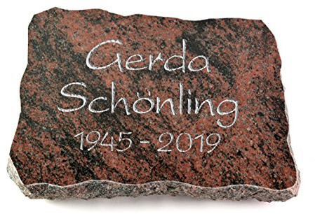 Grabplatte, Grabstein, Grabkissen, Urnengrabstein, Liegegrabstein Modell Pure 40 x 30 x 5 cm Aruba-Granit, poliert inkl. Gravur (Ohne Ornament)