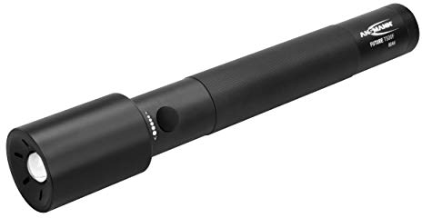 ANSMANN LED Taschenlampe T500F mit 970 Lumen - Handlampe stufenlos fokussierbar, robust, dimmbar, 195 m Reichweite mit CREE LED, IP54 Staub- & Spritzwasserschutz - 10 W Arbeitsleuchte inkl. Batterien