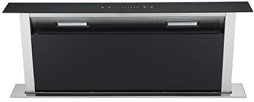 Cookology CDD905BK 90cm Downdraft Cooker Recirculating Chimney Hood Kitchen Island Extractor Fan, 4 Speed Touch Control with LED Light - in Black