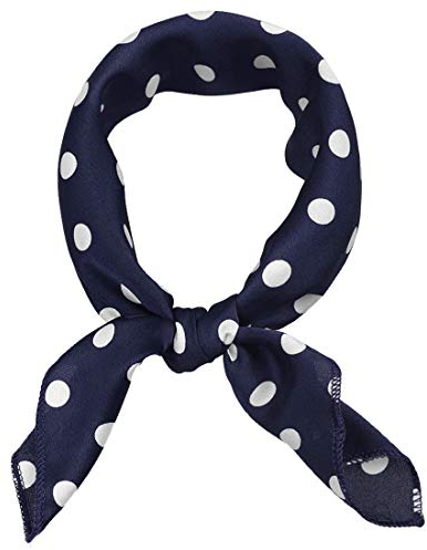 sourcing map Damen Vintage Quadratischer Schals Kopf Hals Polka Dots Schal Halstuch Navy Blau M