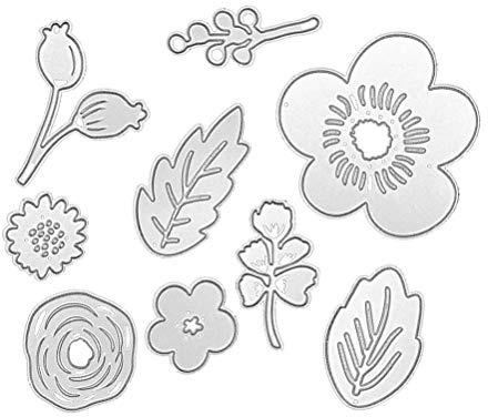 Metal 5 Flower Shape Cutting Dies, 5 Fruity Floral Leaves Die Cuts for Card Making Stencil Embossing Tool Scrapbooking DIY Etched Craft Dies