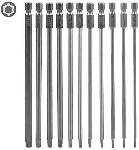 CPROSP Torx Lunghe Set 150mm, Torx Lunghe Magnetiche, per Smontare e Riparare Elettrodomestici, T6 T7 T8 T9 T10 T15 T20 T25 T27 T30 T40, Lega D'acciaio S2
