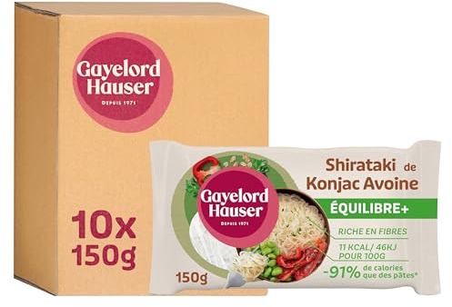 GAYELORD HAUSER - Shirataki de Konjac Avoine - Lot de 10 x 150 g | Faible en calories - Sans rinçage - Prêt à l'emploi - Riche en Fibres - Sans Matière Grasse