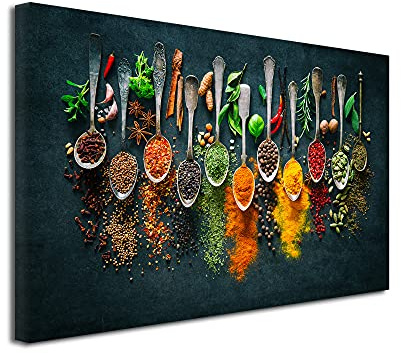 DECLINA Wandbild Küche, XXL-Druck, Gewürze, 80 x 50 cm
