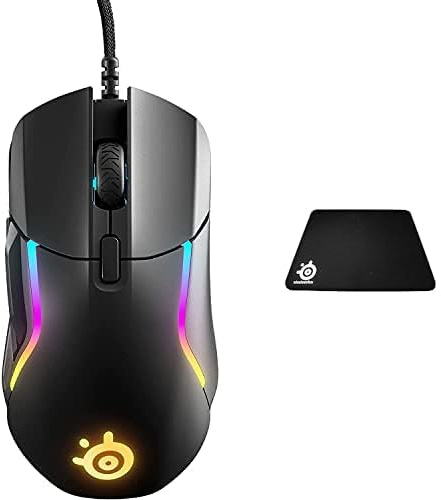 SteelSeries Rival 5 - Souris de Jeu - Capteur Optique Truemove Air de 18 000 Cpi - 9 Boutons Programmables & QcK - Tapis de Souris de Jeu en Tissu - Surface Exclusive Micro tissée - Taille M