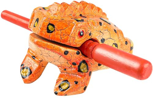 Goghost 3.5 Wooden Frog Guiro Rasp Instrument - Percussion Musical Tone Block Craft (Painted Orange)