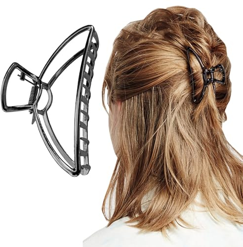 Große Klaue Clips Haarspangen, Vintage Einfache Haarklammer für Frauen, Metall, für Duschtasse (Schwarz)