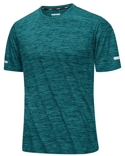 MAGCOMSEN Herren Sportshirts Kurzarm Laufshirt Schnelltrocknend Sommer T-Shirts Meliert Leicht Trainingsshirts Atmungsaktiv Funktionsshirts für Fitness Wandern Yoga