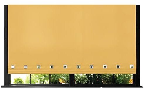 Funky Gadgets Roller Blinds Square Eyelet Light Filtering Roller Blind Daylight Trimmable Blinds Child Safe Easy Fit Metal Tube Home Office Window Blinds- Ochre, W60 x L165cm