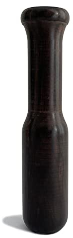 UPTALY 1 maja de madera (18 cm x 3,8 cm), color negro marrón natural, madera de ébano africano, sin empalme, maja de madera maciza, maja reemplazable, maja larga de cocina de repuesto, para mortero