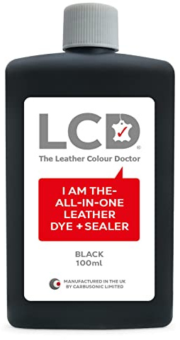 LCD allt-i-ett-läderfärg och tätare - reparera och återställa färg, permanent färg för soffor, skor, handväskor, kläder, självtätande 100 ml av The Leather Colour Doctor (svart)