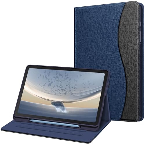 Fintie Hülle für Samsung Galaxy Tab S6 Lite 10.4 2024/2022/2020 | Stoßfeste Schutzhülle mit Soft-TPU-Rückseite, 3-fach verstellbarem Ständer, S Pen Halter, Dokumentenfach, Dunkelblau