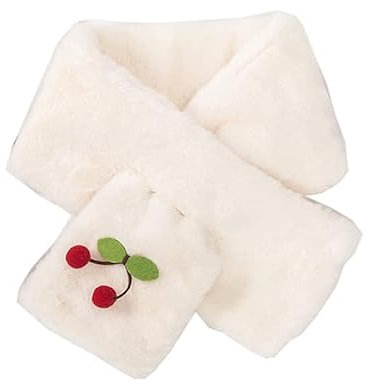 DNLKWGO Damen Kunstfell Schal Fellschal Halswärmer Schal Winter Weicher Loophole Hals Fell Schal mit Kirsche, Weiss/opulenter Garten, Einheitsgröße
