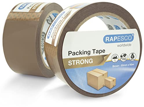 Rapesco 1696 Nastro da Imballaggio Resistente da 50mm x 60m, Marrone, Confezione da 2