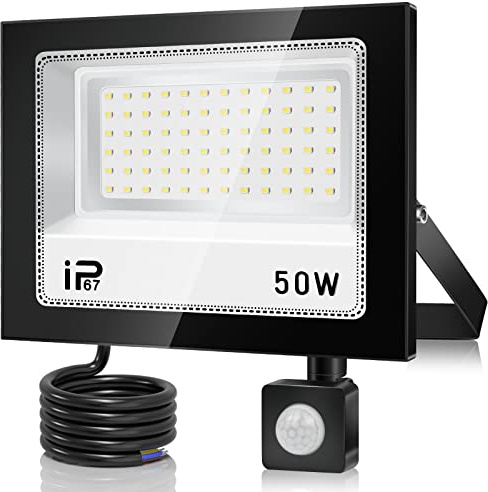 VRFMALIY LED Strahler mit Bewegungsmelder Außen 50W