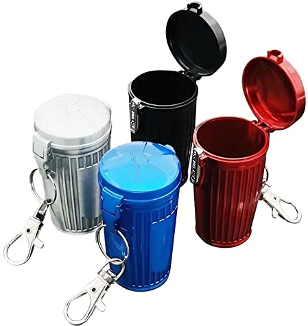 Lajiakoy® Taschenaschenbecher, Tragbarer Aschenbecher, geruchsdicht für unterwegs Deckel und Schlüsselbund, Kreative Tragbare Aschenbecher für Draussen(Schwarz)