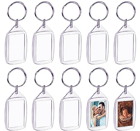 Lahviuu Schlüsselanhänger mit Foto, 10 pcs Acryl Foto Schlüsselanhänger Personalisiert Blanko Foto Schlüsselbund Bilderrahmen,für Familienfreunde Paare Bastelgeschenk Lichtbild
