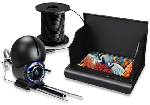 Sxhlseller Fischfinder Kit - Unterwasser Fischfinder Kamera mit 4,3 Zoll 1000 Helligkeit TN Display & 20m Anti Pull Angelschnur, Nachtsicht Unterwasser Angelkamera für See-/Eisfischen