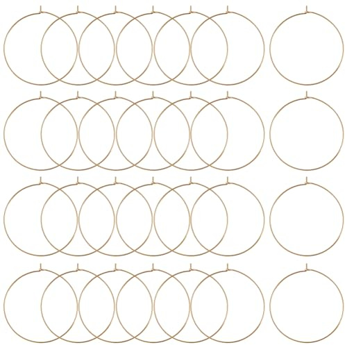 Beebeecraft 1 Box Mit 60 Stück 40 mm Perlen Ohrringen 316 Edelstahl Offener Runder Kreis Weinglas Anhänger Ringe Ohrringzubehö Zubehör Für Die Schmuckherstellung DIY Bastelset