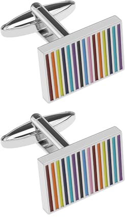 The Lord of the Tools 1 Paar Bunte Streifen Rechteck Manschettenknöpfe, Kupfer Regenbogen-Manschettenknöpfe für Geschäftstreffen, Hochzeiten, Jubiläen, Geburtstagsfeiern