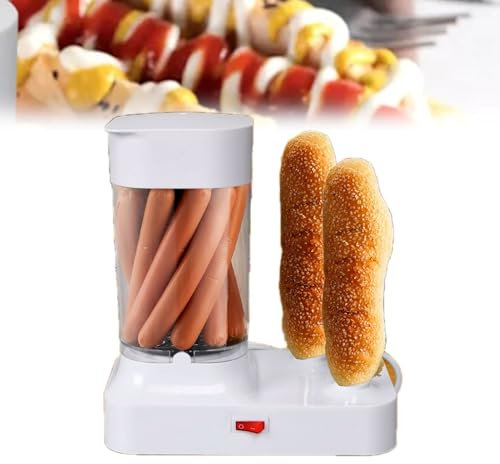 Mini Máquina Automática para Hacer Perritos Calientes, Calentador De Pan Casero Portátil De 340 W con Vaporizador, Ciclo De Vapor Rápido De 360°, Máquina para Hacer Desayuno con Barra De Queso