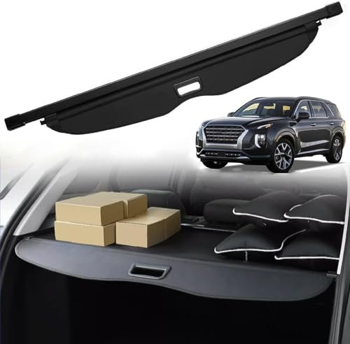 Auto Einziehbarer Laderaumabdeckung Kofferraum für H.y.u.n.d.a.i Palisade 2019-2023, Schwarz Schutz Der Privatsphäre Abdeckung Hutablage Cargo Cover, Ausziehbar Kofferraumabdeckung Rollo