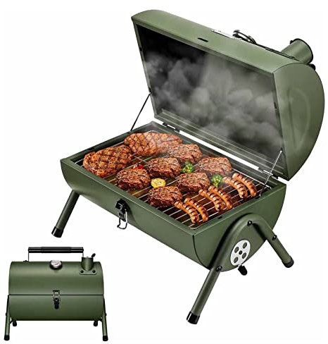 Klappbarer Holzkohlegrill, tragbarer Tischgrill für Garten, Camping, Picknick, kleine Größe, leicht zu tragen, geeignet für 3-5 Personen, Partyzubehör im Freien