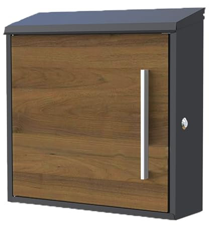 Cassetta Postale con Serratura a Parete Resistente Alle Intemperie, Cassetta Posta Effetto Legno, Cassetta Della Posta Maniglia in Lega di Alluminio(Brown)