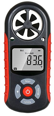 Irfora Anémomètre numérique portable 8 en 1 Vitesse du vent/froid du vent/Température/Humidité/Indice de chaleur/Point de rosée/Pression atmosphérique/Altimètre Météorographe numérique avec