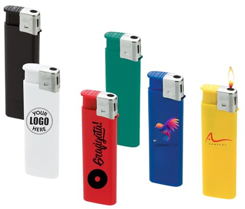 D&Vlab Kit Set 50 100 200 Accendini Personalizzabili, Accendino Ricaricabile Personalizzato con Nome Foto Logo, Idea Regalo Gadget Aziendale Colori Assortiti (100)