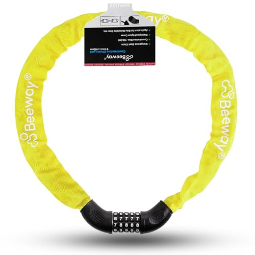 BEEWAY Bike Chain Lock, Heavy Duty 5-Digit Resettable Combination Lock Ideal for Bicycle, Motorbike, Scooter, Fence, Gate - 90cm, 9 Colors