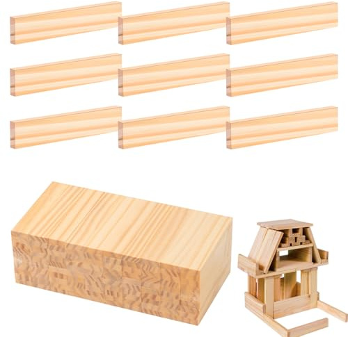 YIZWINS 30 PCS Holzklötzchen Zum Basteln, 100 x 20 x 7 mm Holzbausteine, Bastelklötze, Klötzchenmann, Holzleisten, Stäbchen, Bastelholz für DIY-Projekte und Dekoration, Bau und Verkleidung
