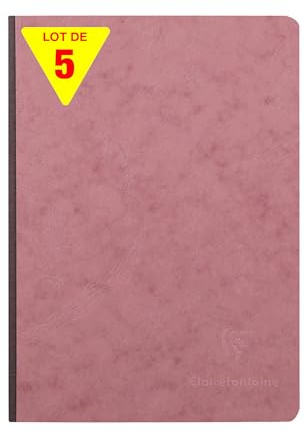 Clairefontaine 795466Cpack - Packung 5x Hefte Kladde Age Bag, DIN A5, Leinenrücken, 96 Blatt liniert 90g, Einband mit Lederstruktur, Altrosa, 1 Pack