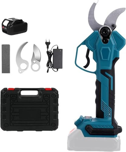 Sécateur Électrique Sans fil pour Makita 21V, 40mm Secateur Electrique avec Écran, Secateur a Batterie avec SK5 Lame tranchante,Professionnel Sécateur Pour Les Jardins,Les Branch (1 Batteries)